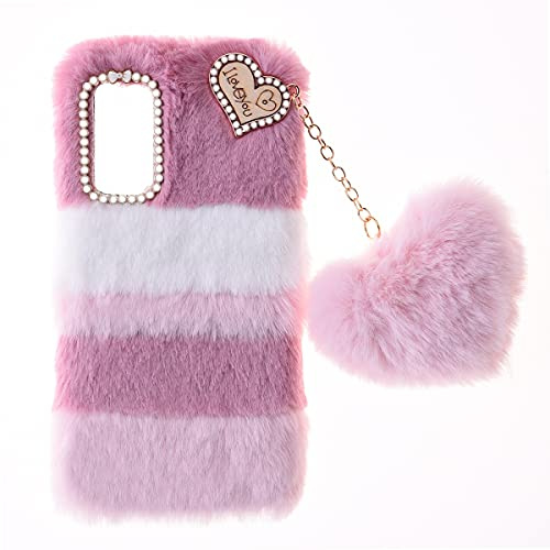 Coque pour Motorola Moto E15 Coque de Protection Fluffy Fur Plush Housse TPU Bumper Etui Antichoc Soft Warm Love Bling Diamant Cover Fluffy Fur Skin Case Phone Case pour Motorola Moto E15,Collage Rose