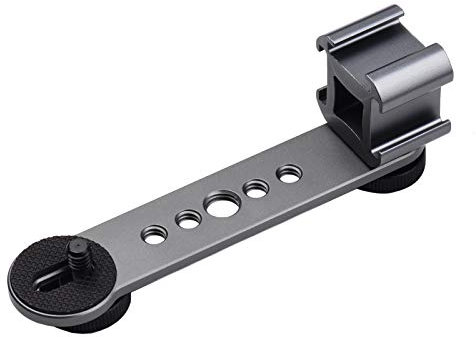 Barra de extensión triple de montaje de zapata fría con rosca de 1/4 pulgadas y 3/8 pulgadas para trípode estabilizador de cardán, luz de flash de cámara