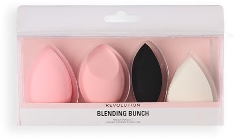 Revolution The Blending Bunch Makeup Sponge Set, Spugne Trucco Lavabili & Riutilizzabili, Forme & Dimensioni Assortite, Confezione da 4