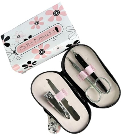 Healeved Set de Manicura para Mujer Tamaño Mini Cortaúñas de Acero Inoxidable Diseño Flor y Bolsa de Almacenamiento para Viaje y Cuidado Personal en Casa