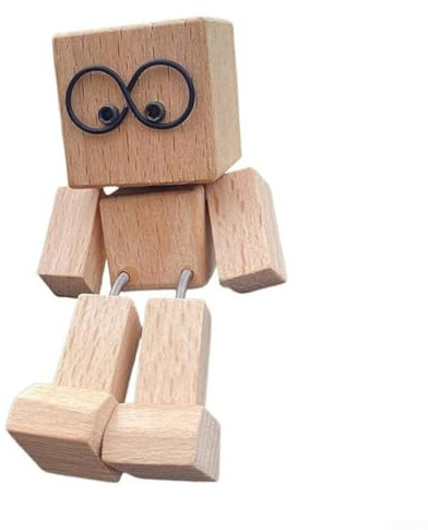 Figura de hombre de madera temblorosa, muñeca de madera hecha a mano con movimiento oscilante interactivo para decoración de salpicadero de coche y escritorio, divertido accesorio de escritorio para