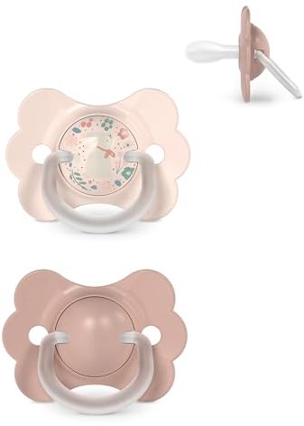 Suavinex, Pack 2 Chupetes para Bebés 0/6 Meses y Recién Nacidos, con Tetina Fisiológica de Silicona SX Pro, Simétrica, Plana y Flexible, Respeta el Desarrollo Bucodental, con Anilla, Wonder Rosa