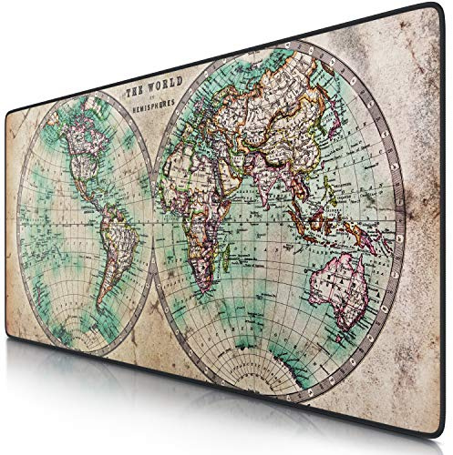 CSL - Alfombrilla de ratón de Gran tamaño 900 x 400mm - Mouse Pad Gaming XXL – Precisión y Velocidad en Juegos - Antideslizante, Resistente al Agua - Superficie de Tejido – Motivo Mapamundi Antiguo