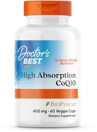 Doctor's Best, High Absorption CoQ10 con Bioperine (Coenzima Q10), 400mg, 60 Capsule vegane, Testato in Laboratorio, Senza Glutine, Senza Soia, Vegetariano