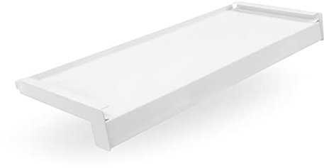 Seiletech.de Fensterbank Stahl + Pulverbeschichtet | 100 cm | Weiss RAL 9016 | Tiefe 15 cm | Wetterfest | Inkl. Alu Endkappen | Fensterbrett | Aussenfensterbank | Outdoor | Fenstersims | Aussen