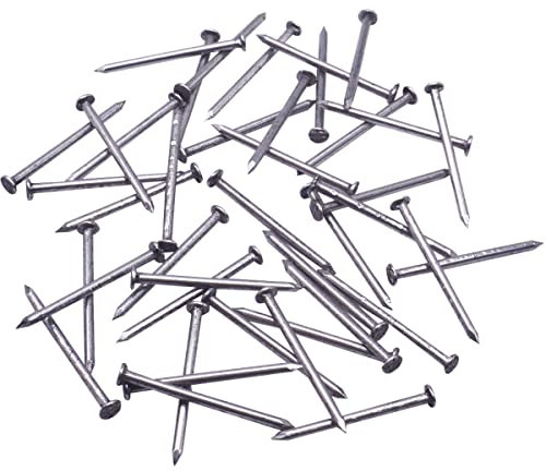 SKIR'CO 400 clavos de construcción de acero de 1,6 x 25 mm, cabeza redonda plana, clavos de alambre comunes multiusos para madera