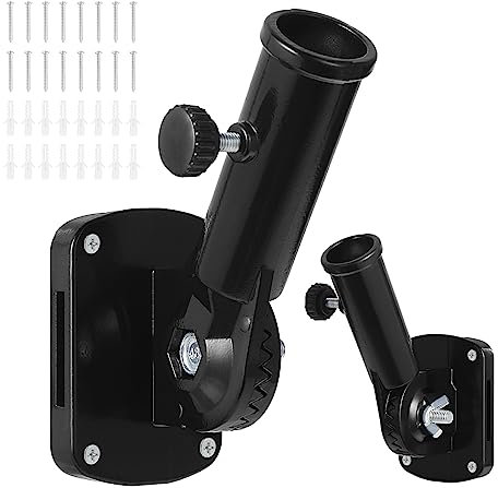 Knpwer 2 Stück Einstellbare Fahnenmasthalterung,Wandmontage Fahnenmasthalter,Verstellbare Flaggenmast Anhängerhalterung, Multiposition Fahnenmast Halterung