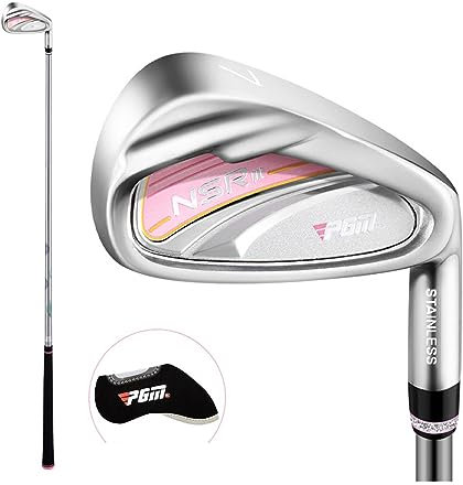 Ferro da golf professionale da donna, n. 7, in carbonio o acciaio, ferro da golf per donna, ferri da golf da competizione con copertura per mazza da golf (con albero in carbonio, rosa)