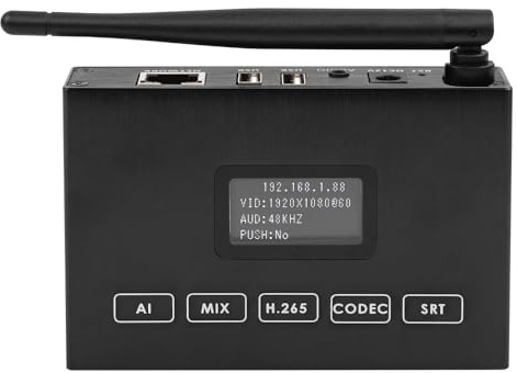 EXVIST H.265 1080P WiFi HDMI videokodare/avkodare med skärm, USB 2.0 för 1080P webbkamera, nätverksströmning videoavkodare, Compatible with ONV/HK, Live Stream för YouTube, Facebook, Wowza, Twitch
