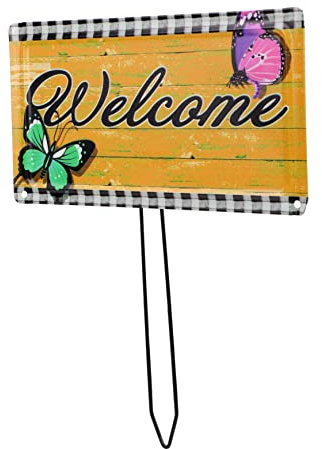 ifundom Pannello Di Benvenuto Da Giardino in Ferro Da Giardino Spina Per Esterni Decorazione Da Inserire Nel Prato Ornamento Per Cortile Patio Balcone