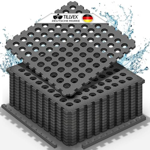 tillvex® Pool Bodenschutzmatte 4 Stück mit Löchern 51x51cm | Unterlegmatte Pool & Planschbecken | Poolmatte Bodenmatte Outdoor | Poolunterlage Bodenschutz Matten Whirlpool Fliesen wärmeisolierend