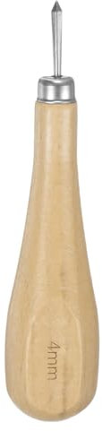 QUARKZMAN Alène de Couture à Main 4mm en Forme de Losange pour Perforer le Cuir avec Manche en Bois pour Travaux de Couture, Réparation et Bricolage Fait Main, Couleur Bois