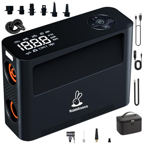 Paddle Board Pump 10 Pump Modes SUP Pump 500L Airflow/min Tire Inflator Portable Air Compressor 4X Speeds Electric Air Pump Suitable All Model Tires, Tents, SUP, Air Mattess, Kayak
