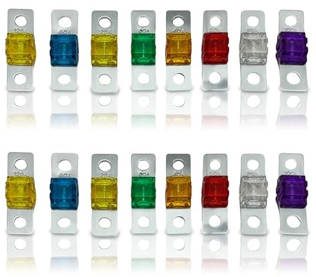 16 Pcs Midi Fuses, 32V Midi Fuse 20/30/40/50/60//80/100/120 Amps Automobile High Current Fuse for Car Marine Truck Marine Electric Hybrid Vehicle Motor