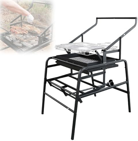 JXYQ Barbecue Pieghevole da Esterno, Griglie a Carbone rotanti a 360°, griglia Girevole in Acciaio Inox per Barbecue, Ideale per Viaggi, Campeggio, Feste, Bar e intrattenimento.