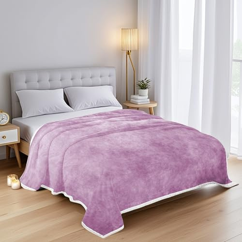 DH DREAMER HOME Manta Borreguillo para Sofá, Cama 160x220cm Ultra Suave, Cálida y Mullida - Manta Sherpa Polar Borreguito - Mantas Sofa de Doble Capa Reversible - Lila