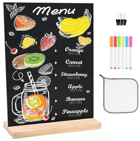 Schiefertafel zum Beschriften Kleine Tafel, 15x20CM Aufsteller Schiefertafel zum Beschriften, Kreidetafel Klein mit 6 Stifte und Tafelwischer für Preisschilder Buffettisch Geburtstag Hochzeit Party
