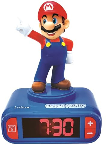 LEXIBOOK, Mario Reloj Despertador Luz Nocturna, RL800NILXB
