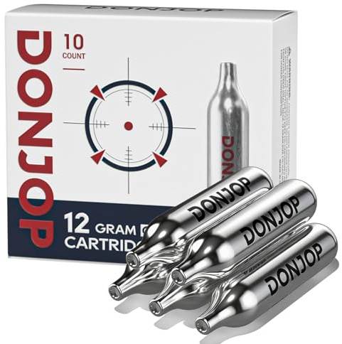 10 Pack 12G C02 Cartridges Non-Threaded, C02 cartridges BB Gun, C02 BB Pistol, C02 Airsoft Pistol, and C02 Paintball Markers,Snug Fit & Solid Seal