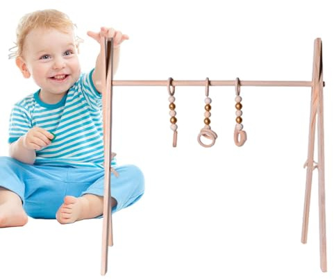 Träklädställ barn - Naturligt trä (set) Dekorativ display | Hängskena | barnklädesaffär, ställ barnklädeskläder, lekgym babyleksaker, butiksvaring