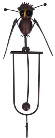 Hamwesh Hilandero de Viento de Búho de Jardín, Hierro Inoxidable, Activado por el Viento, Balancín de Pájaro, Estatua de Búho de Metal con Estaca Firme para Césped, Patios, Jardines, Patios Traseros