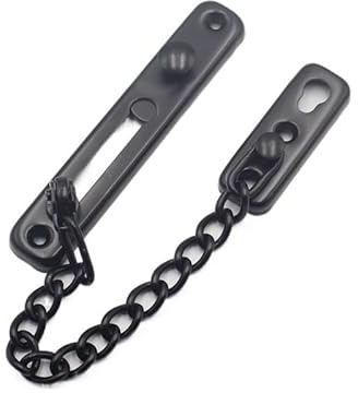 Heavy Du - Cierre de cadena para puerta de seguridad para el hogar, limitadores de seguridad para puertas (negro)