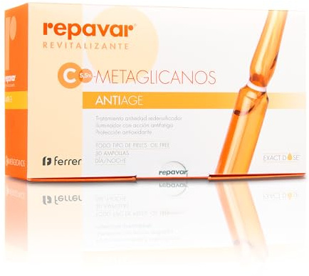 Repavar Revitalizante - Sérum Antiedad con Acción Redensificadora - Elaborado con Vitamina C - Formato para 1 Mes - Piel más Joven, Tersa y Luminosa - 30 Ampollas de 1 ml