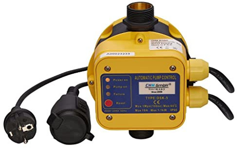 CHM GmbH® Automatischer Druckschalter DSK-5 für Gartenpumpe max. 1,1 Kw mit Trocklaufschutz, Druckwächter, Pumpensteuerung
