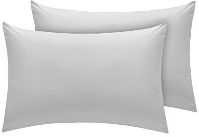 Indus Textiles Fundas de almohada de polialgodón de percal de fácil cuidado, par de almohadas suaves, par de fundas de almohada para ama de casa, color plateado