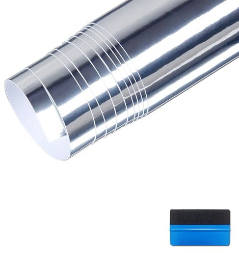 NewL High Stretchable Mirror Chrome Silver Mirror Flexible Vinyl Wrap Sheet Roll Film Car Sticker Decal Sheet (Silver, 30cm x 150cm)