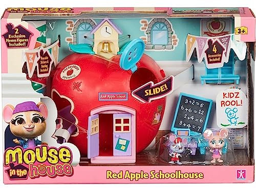 Millie & Friends Mouse in the House Red Apple Schoolhouse Toy Playset with Figures and Accessories
