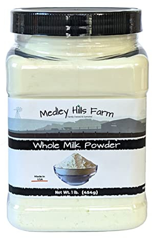 Whole milk powder By Medley Hills Farm in Reusable Container 1 lb. - Great dry milk powder for baking - Product of USA