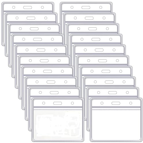50 Piezas Funda Tarjeta Identificación, Porta Tarjetas Identificativas Horizontal Card Holder para Tarjetas de Identificación Tarjetas Tarjetas de Autobús Estudiantes (10x8cm)