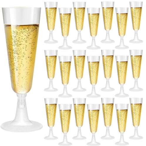 HXSYKJDM Sektgläser Plastik, 30 Stück Durchsichtige Champagnergläser Plastik Stapelbare Champagnergläser Sektglas für Hochzeiten Geburtstage Partys, 150ml
