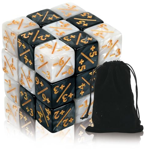 Anseom 48 Piezas D6 Dados Contadores con Bolsas, Cubos de Lealtad Compatible con MTG, CCG, Accesorio de Juegos de Tarjetas