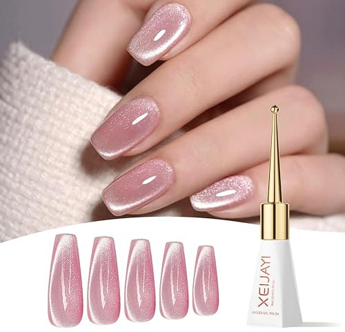 Cat Eye - Smalto per unghie in gel UV 9D, per occhi di gatto, con base nera, colore: rosa chiaro