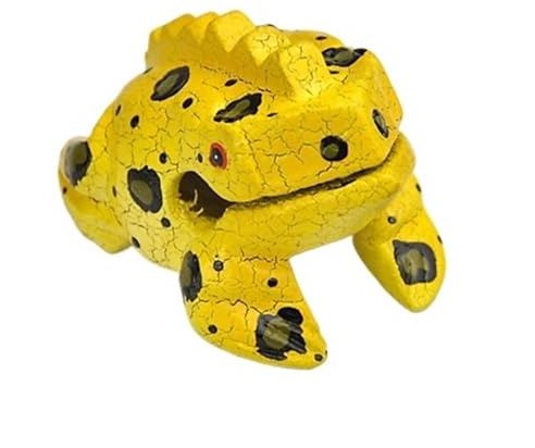 LVYUDS Wooden Frog Guiro Instrument, Wood Carving Frog Sound Musical with Stick, Cute Frog Shape Gifts Croaking Instrument (Color : Yellow)