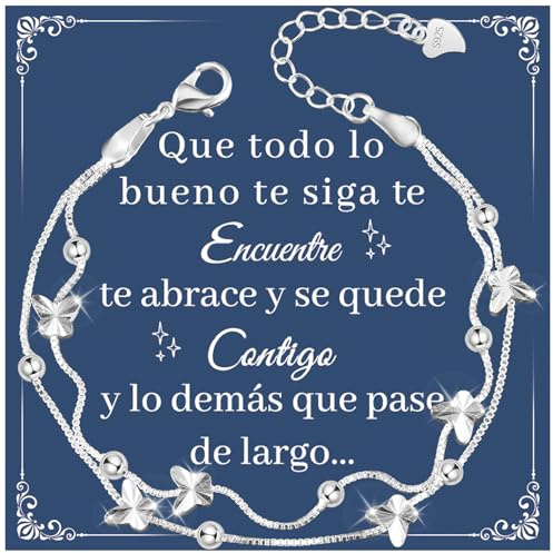 YELUWA Regalos Originales para Mujer, Mariposas Pulsera Regalo Dia de la Madre Pulsera Plata Mujer Amistad Originales Regalo Cumpleaños para Mamá e Hija Amiga Hermanas Sobrina Tía Regalos San Valentin