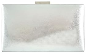 MODELISA - Bolso Clutch Cartera Mano Cadena De Hombro Acabado Metalizado Boda Mujer (Plateado)