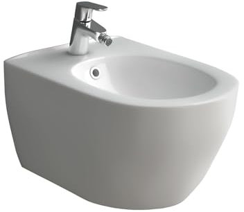 Alpenberger Bidet mit Armatur | Hänge-Bidet mit Einhebel-Bidetmischer | Wand Bidet Sitzbecken | Bidetdusche Keramikschüssel mit Überlauf | Bide Waschbeckendusche Intimdusche Popodusche