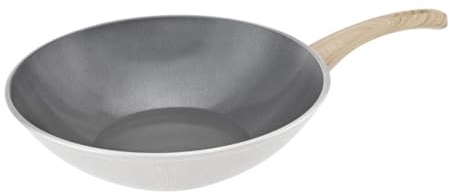 Karaca Swiss Crystal Wok-Pfanne, 28 cm, Creme – PFAS-freie, Antihaftbeschichtete Wokpfanne für Gesundes und Fettfreies Kochen