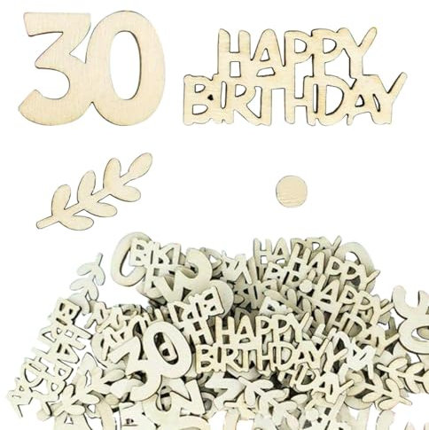 SLAXJNE 100 Decorazioni in Legno per Il 30° Compleanno, Decorazioni Sparse per Il Compleanno, Decorazioni per La Tavola di Compleanno, Decorazioni Sfuse