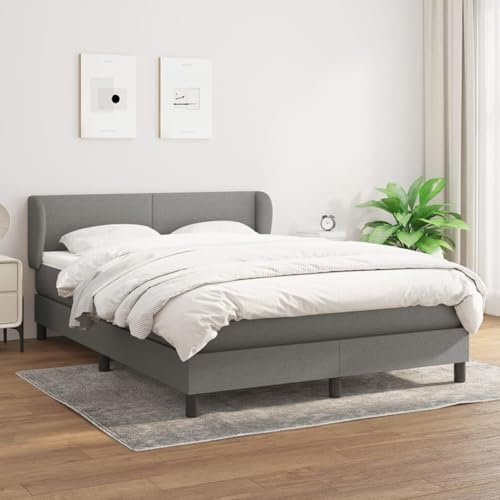 qohoio Boxspringbett mit Matratze Dunkelgrau 140x200 cm Bett Boxspringbett Bett Mit Matratze Schlafzimmer MöBel Polsterbett Stoff - 3126086
