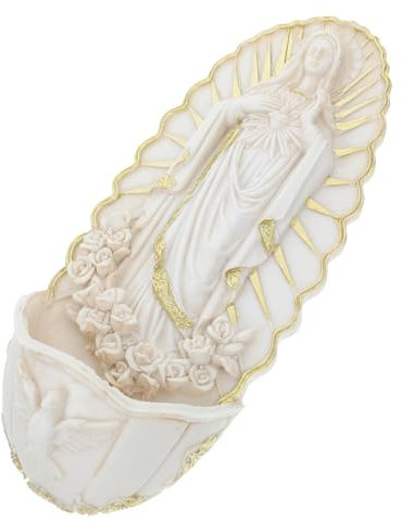 IMIKEYA Bénitier Catholique Mural en Résine Guadalupe Décoratif pour Entrée Maison Décoration Murale D'église Bénitier Suspendu pour Cérémonie Religieuse