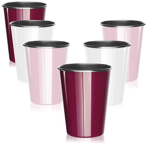 COM-FOUR® 6x högkvalitativa dricksmuggar i rostfritt stål, 350 ml styck