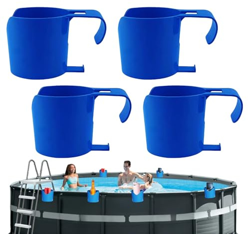 Portavasos para Piscina - Juego de 4 Piezas para Organizar Vasos Junto a la Piscina - Organizador Antivuelco para Accesorios De Verano En El Bordillo para Teléfono Botella Llave Juguete Natación
