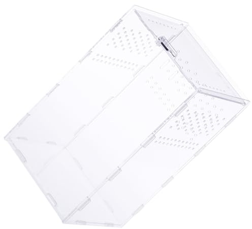 SEWACC Caja de Acrílico Transparente para Reptiles Orificio Transpirable, Nido Desmontable de 15x15x25 Cm, Suministros para Reptiles Adecuado para Terrarios y Alimentación