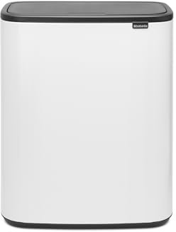 Brabantia Bo Touch mecanismo de apertura con un toque - Cubo de basura 60L, color blanco