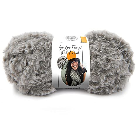 Lion Brand Yarn Go for Faux Thick & Quick, Super Bulky Faux Fur Yarn for Knitting, Crochet, and Crafts, Husky, 1 Pack
