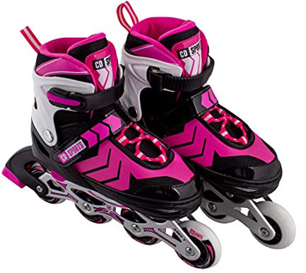 Calma Dragon Inline Skates, taglia regolabile, pattini professionali per adulti e bambini, con protezione inclusa, 4 ruote, pattini, con ABEC-7, rulli per donne e uomini (Rosa, S)